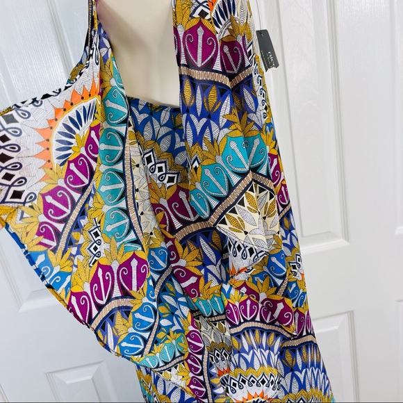 NICOLE MILLER top vibrant blouse belted Flowy boho sleeveless MULTI feminine XS - Picture 5 of 10